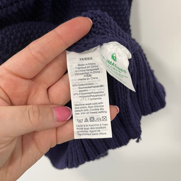 J. Crew Dark Blue Diagonal Cable Knit Sweater Size 2X - Picture 5 of 7